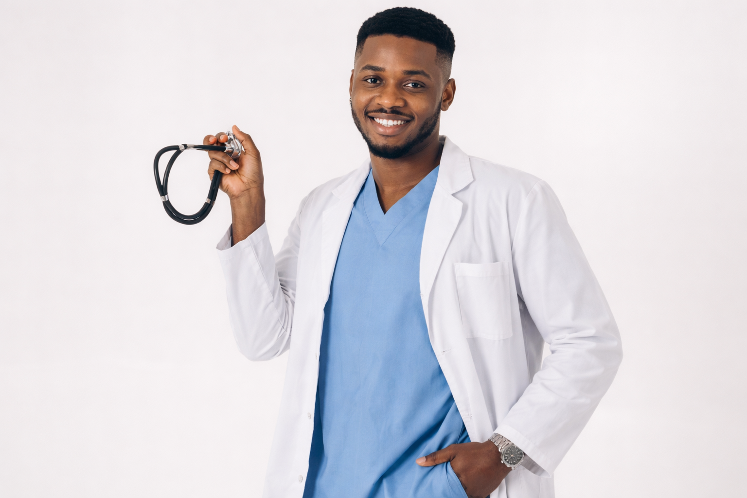 African doctor reviewing scan